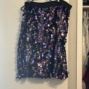 Sequin Embellished Black and Purple Skirt